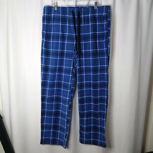 Croft & Barrow Flannel Pj Pants Blue Plaid Pajamas Pockets Lounge Men's Large